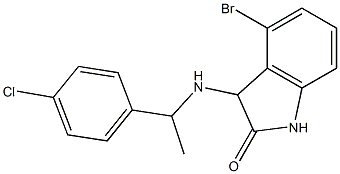 4-bromo-3-{[1-(4-chlorophenyl)ethyl]amino}-2,3-dihydro-1H-indol-2-one Struktur