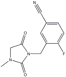 4-fluoro-3-[(3-methyl-2,5-dioxoimidazolidin-1-yl)methyl]benzonitrile Struktur