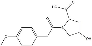 4-hydroxy-1-[2-(4-methoxyphenyl)acetyl]pyrrolidine-2-carboxylic acid Struktur