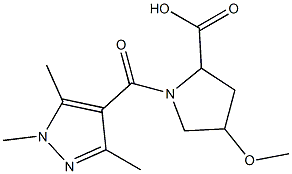 4-methoxy-1-[(1,3,5-trimethyl-1H-pyrazol-4-yl)carbonyl]pyrrolidine-2-carboxylic acid Struktur