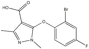 5-(2-bromo-4-fluorophenoxy)-1,3-dimethyl-1H-pyrazole-4-carboxylic acid Struktur