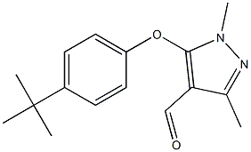 5-(4-tert-butylphenoxy)-1,3-dimethyl-1H-pyrazole-4-carbaldehyde Struktur