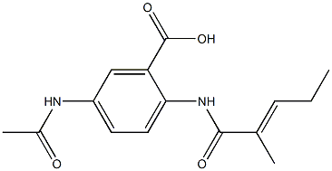 5-(acetylamino)-2-{[(2E)-2-methylpent-2-enoyl]amino}benzoic acid Struktur