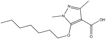 5-(heptyloxy)-1,3-dimethyl-1H-pyrazole-4-carboxylic acid Struktur