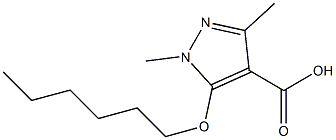 5-(hexyloxy)-1,3-dimethyl-1H-pyrazole-4-carboxylic acid Struktur