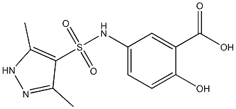 5-[(3,5-dimethyl-1H-pyrazole-4-)sulfonamido]-2-hydroxybenzoic acid Struktur