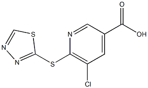 5-chloro-6-(1,3,4-thiadiazol-2-ylsulfanyl)pyridine-3-carboxylic acid Struktur