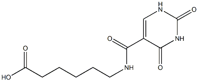 6-[(2,4-dioxo-1,2,3,4-tetrahydropyrimidin-5-yl)formamido]hexanoic acid Struktur