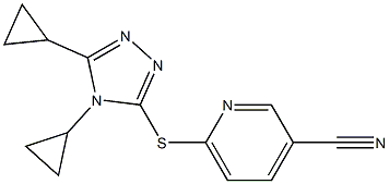 6-[(4,5-dicyclopropyl-4H-1,2,4-triazol-3-yl)sulfanyl]pyridine-3-carbonitrile Struktur