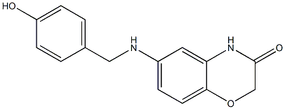 6-{[(4-hydroxyphenyl)methyl]amino}-3,4-dihydro-2H-1,4-benzoxazin-3-one Struktur