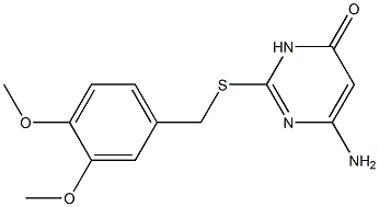 6-amino-2-{[(3,4-dimethoxyphenyl)methyl]sulfanyl}-3,4-dihydropyrimidin-4-one Struktur