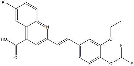 6-bromo-2-{(E)-2-[4-(difluoromethoxy)-3-ethoxyphenyl]vinyl}quinoline-4-carboxylic acid Struktur