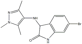 6-bromo-3-[(1,3,5-trimethyl-1H-pyrazol-4-yl)amino]-2,3-dihydro-1H-indol-2-one Struktur