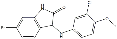 6-bromo-3-[(3-chloro-4-methoxyphenyl)amino]-2,3-dihydro-1H-indol-2-one Struktur