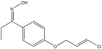 N-(1-{4-[(3-chloroprop-2-en-1-yl)oxy]phenyl}propylidene)hydroxylamine Struktur