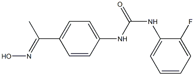 N-(2-fluorophenyl)-N'-{4-[(1E)-N-hydroxyethanimidoyl]phenyl}urea Struktur