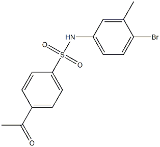 N-(4-bromo-3-methylphenyl)-4-acetylbenzene-1-sulfonamide Struktur