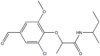 N-(butan-2-yl)-2-(2-chloro-4-formyl-6-methoxyphenoxy)propanamide Struktur