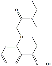 N,N-diethyl-2-{2-[1-(hydroxyimino)propyl]phenoxy}propanamide Struktur