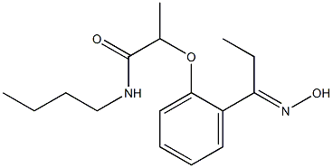 N-butyl-2-{2-[1-(hydroxyimino)propyl]phenoxy}propanamide Struktur