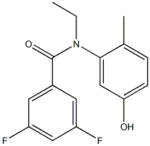 N-ethyl-3,5-difluoro-N-(5-hydroxy-2-methylphenyl)benzamide Struktur