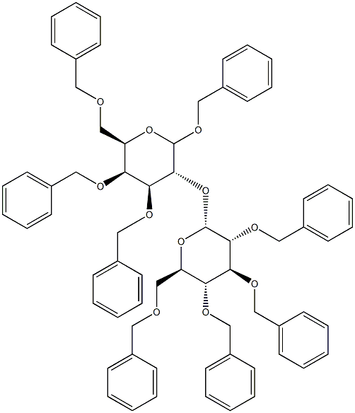 Benzyl 2-O-(2,3,4,6-tetra-O-benzyl-a-D-glucopyranosyl)- 3,4,6-tri-O-benzyl--D-galactopyranoside Struktur