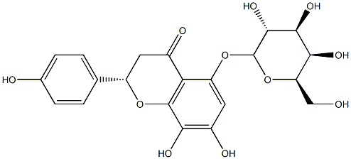 7,8-dihydroxy-2-(4-hydroxyphenyl)-5-[(2S,3R,4S,5R,6R)-3,4,5-trihydroxy-6-(hydroxymethyl)oxan-2-yl]oxy-chroman-4-one Struktur