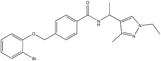 4-[(2-bromophenoxy)methyl]-N-[1-(1-ethyl-3-methyl-1H-pyrazol-4-yl)ethyl]benzamide Struktur