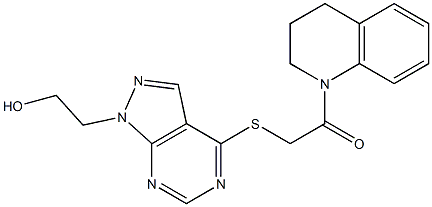 2-(4-{[2-(3,4-dihydro-1(2H)-quinolinyl)-2-oxoethyl]sulfanyl}-1H-pyrazolo[3,4-d]pyrimidin-1-yl)ethanol Struktur