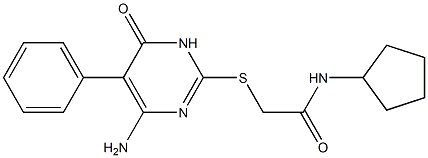 2-[(4-amino-6-oxo-5-phenyl-1,6-dihydro-2-pyrimidinyl)sulfanyl]-N-cyclopentylacetamide Struktur