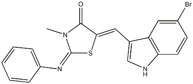 5-[(5-bromo-1H-indol-3-yl)methylene]-3-methyl-2-(phenylimino)-1,3-thiazolidin-4-one Struktur