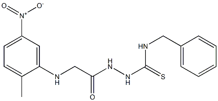 2-[({5-nitro-2-methylphenyl}amino)acetyl]-N-(phenylmethyl)hydrazinecarbothioamide Struktur