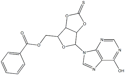 [6-(6-hydroxy-9H-purin-9-yl)-2-thioxotetrahydrofuro[3,4-d][1,3]dioxol-4-yl]methyl benzoate Struktur