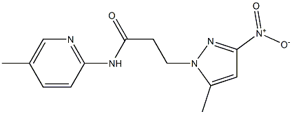 3-{3-nitro-5-methyl-1H-pyrazol-1-yl}-N-(5-methyl-2-pyridinyl)propanamide Struktur