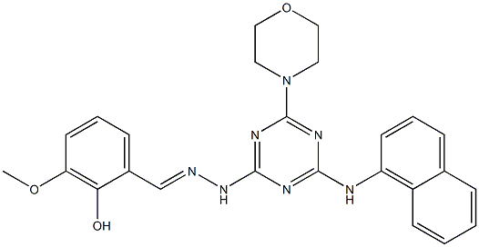 2-hydroxy-3-methoxybenzaldehyde [4-(4-morpholinyl)-6-(1-naphthylamino)-1,3,5-triazin-2-yl]hydrazone Struktur