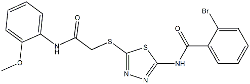 2-bromo-N-(5-{[2-(2-methoxyanilino)-2-oxoethyl]sulfanyl}-1,3,4-thiadiazol-2-yl)benzamide Struktur