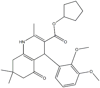 cyclopentyl 4-[2,3-bis(methyloxy)phenyl]-2,7,7-trimethyl-5-oxo-1,4,5,6,7,8-hexahydroquinoline-3-carboxylate Struktur