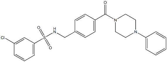 3-chloro-N-{4-[(4-phenyl-1-piperazinyl)carbonyl]benzyl}benzenesulfonamide Struktur