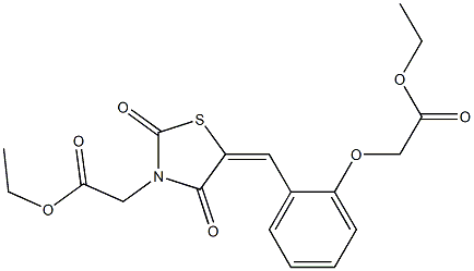 ethyl {5-[2-(2-ethoxy-2-oxoethoxy)benzylidene]-2,4-dioxo-1,3-thiazolidin-3-yl}acetate Struktur