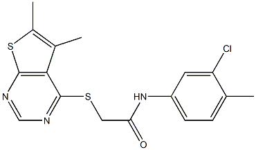 N-(3-chloro-4-methylphenyl)-2-[(5,6-dimethylthieno[2,3-d]pyrimidin-4-yl)sulfanyl]acetamide Struktur