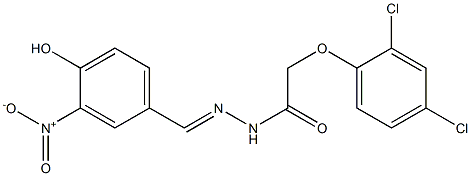 2-(2,4-dichlorophenoxy)-N'-{4-hydroxy-3-nitrobenzylidene}acetohydrazide Struktur