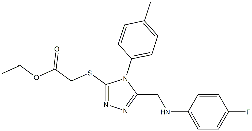 ethyl {[5-[(4-fluoroanilino)methyl]-4-(4-methylphenyl)-4H-1,2,4-triazol-3-yl]sulfanyl}acetate Struktur