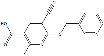 5-cyano-2-methyl-6-[(3-pyridinylmethyl)sulfanyl]nicotinic acid Struktur