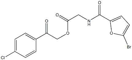 2-(4-chlorophenyl)-2-oxoethyl {[(5-bromofuran-2-yl)carbonyl]amino}acetate Struktur