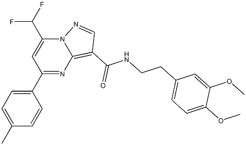 7-(difluoromethyl)-N-[2-(3,4-dimethoxyphenyl)ethyl]-5-(4-methylphenyl)pyrazolo[1,5-a]pyrimidine-3-carboxamide Struktur