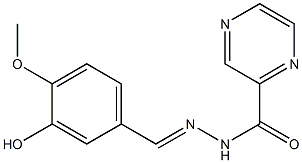 N'-(3-hydroxy-4-methoxybenzylidene)-2-pyrazinecarbohydrazide Struktur