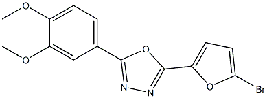 2-(5-bromo-2-furyl)-5-(3,4-dimethoxyphenyl)-1,3,4-oxadiazole Struktur