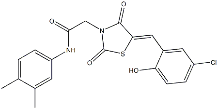 2-[5-(5-chloro-2-hydroxybenzylidene)-2,4-dioxo-1,3-thiazolidin-3-yl]-N-(3,4-dimethylphenyl)acetamide Struktur