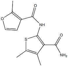 N-[3-(aminocarbonyl)-4,5-dimethyl-2-thienyl]-2-methyl-3-furamide Struktur