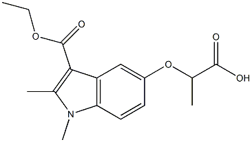 2-{[3-(ethoxycarbonyl)-1,2-dimethyl-1H-indol-5-yl]oxy}propanoic acid Struktur